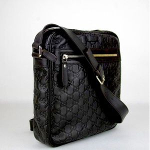 Gucci 100% Authentic Black Signature Messenger Bag